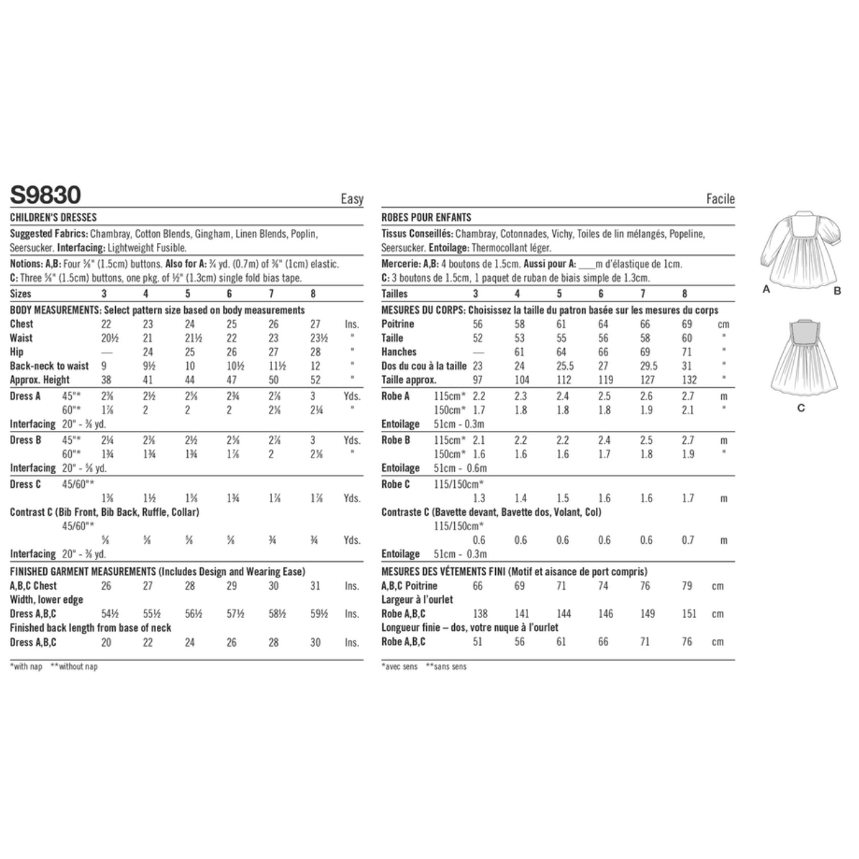 Simplicity Sewing Pattern S9830 Children's Dresses