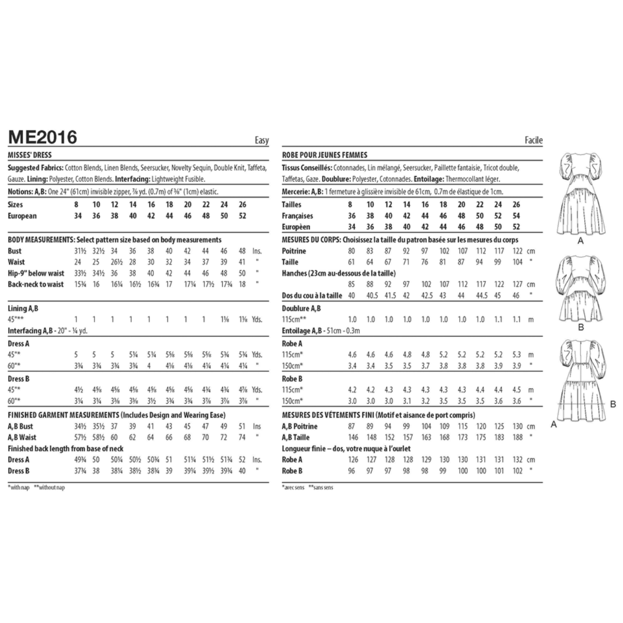 KnowME Sewing Pattern ME2016 Misses' Dress by Beaute' J'adore