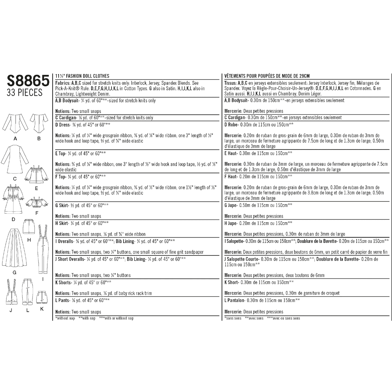 Simplicity Sewing Pattern S8865 11 1/2