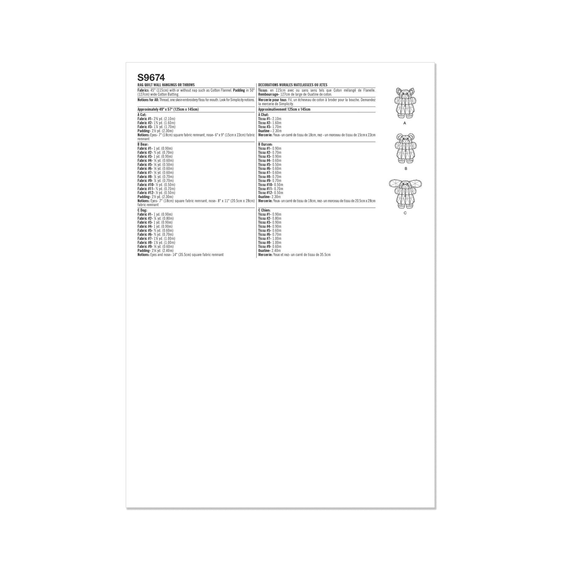 Simplicity Sewing Pattern S9674 Rag Quilt