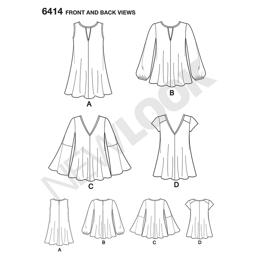 New Look Sewing Pattern N6414 Misses' Tunic and Top with Neckline ...